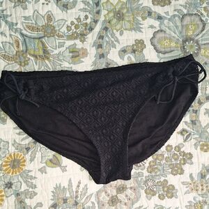 No Boundaries Black Bikini Bottoms with Crochet Front